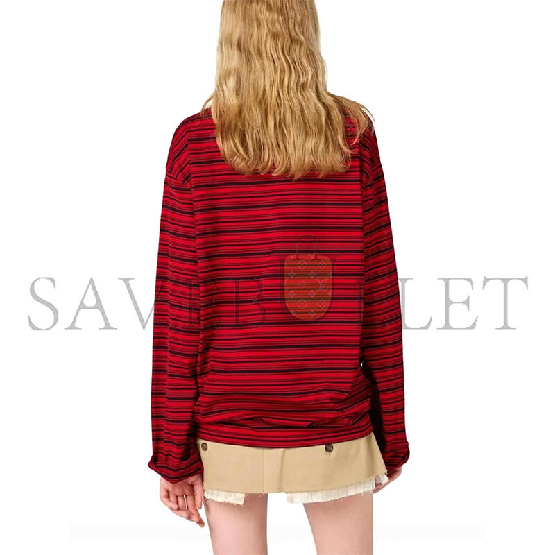 MIU MIU LONG-SLEEVED COTTON JERSEY T-SHIRT MJL014  